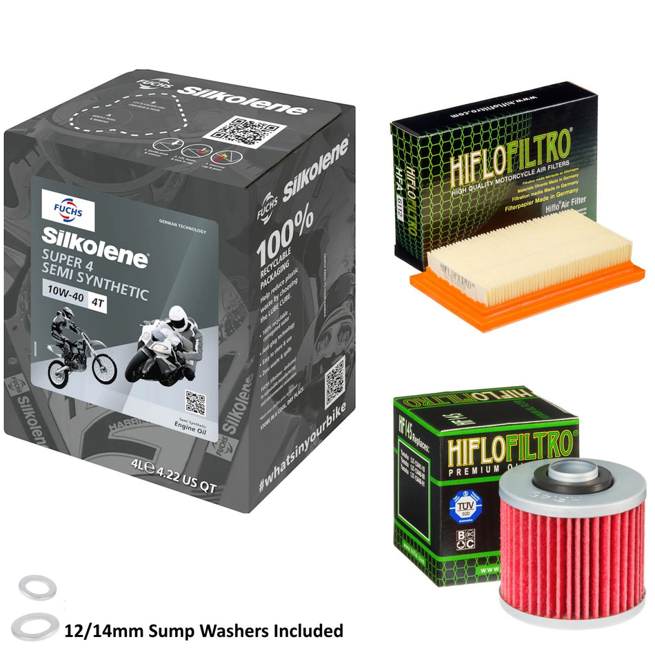 Silkolene Super 4 10w40 4L Oil & HF145 & HFA6112 Oil Filter Kit