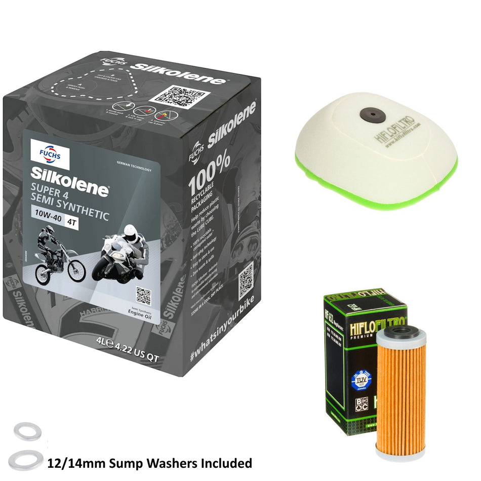 Silkolene Super 4 10w40 4L Oil & HF652 & HFF5018 Oil Filter Kit