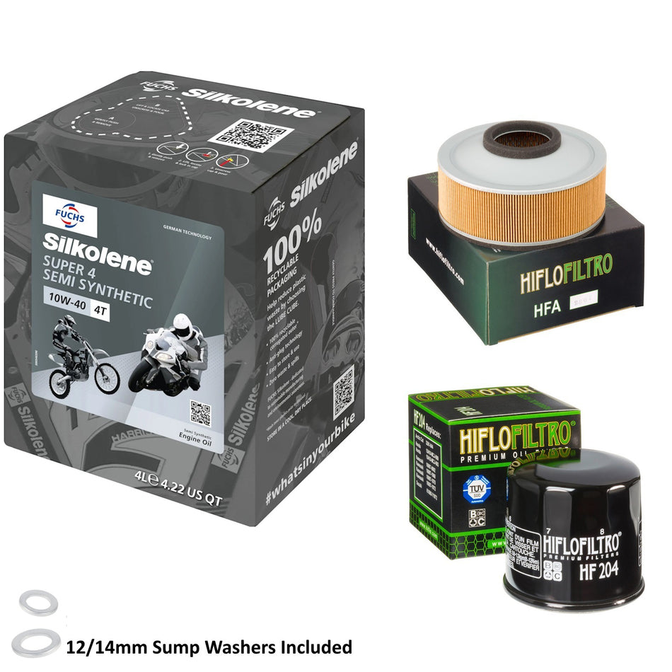 Silkolene Super 4 10w40 4L Oil & HF204 & HFA2801 Oil Filter Kit