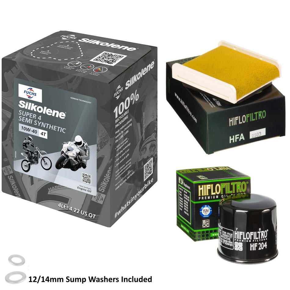 Silkolene Super 4 10w40 4L Oil & HF204 & HFA2503 Oil Filter Kit