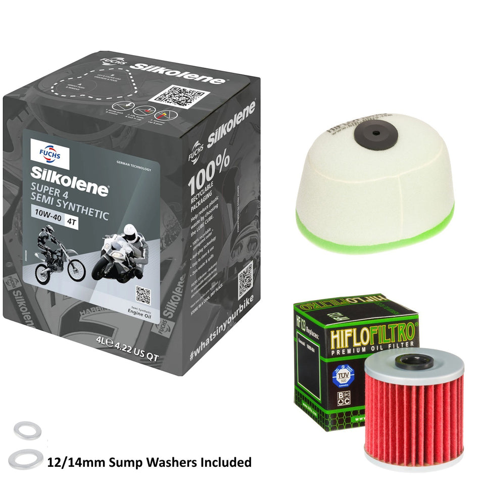 Silkolene Super 4 10w40 4L Oil & HF123 & HFF2024 Oil Filter Kit