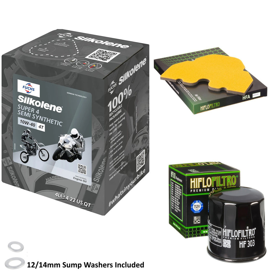 Silkolene Super 4 10w40 4L Oil & HF303 & HFA2604 Oil Filter Kit