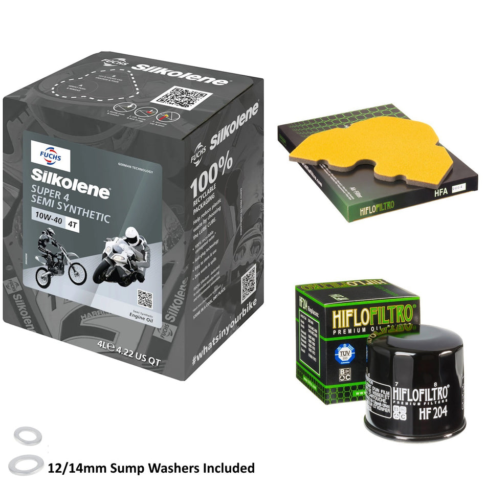 Silkolene Super 4 10w40 4L Oil & HF204 & HFA2604 Oil Filter Kit