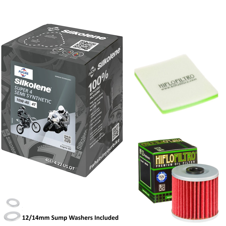 Silkolene Super 4 10w40 4L Oil & HF123 & HFF2022 Oil Filter Kit