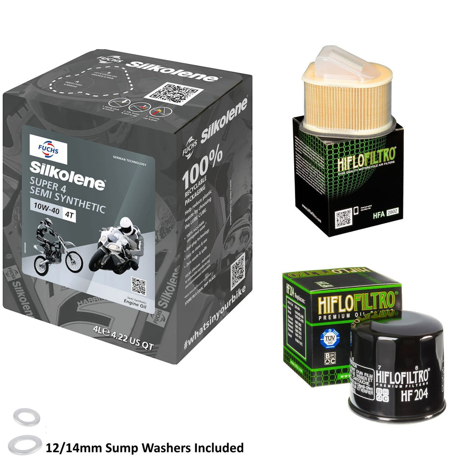 Silkolene Super 4 10w40 4L Oil & HF204 & HFA2802 Oil Filter Kit