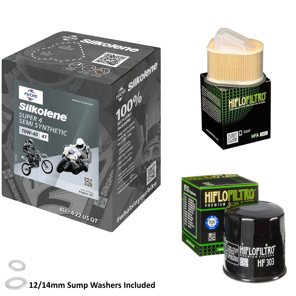 Silkolene Super 4 10w40 4L Oil & HF303 & HFA2802 Oil Filter Kit