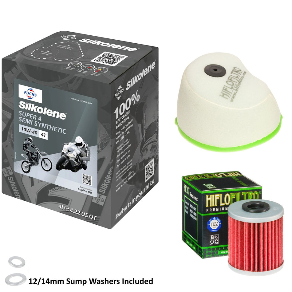 Silkolene Super 4 10w40 4L Oil & HF207 & HFF2015 Oil Filter Kit