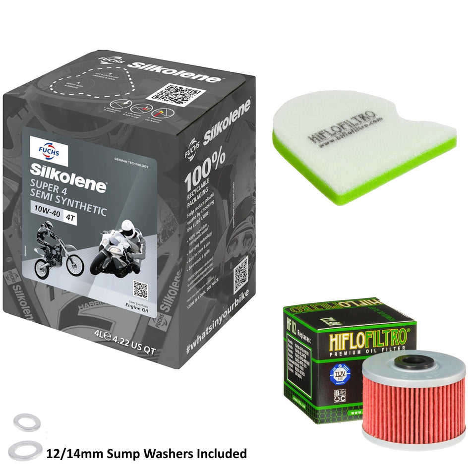 Silkolene Super 4 10w40 4L Oil & HF112 & HFF2031 Oil Filter Kit