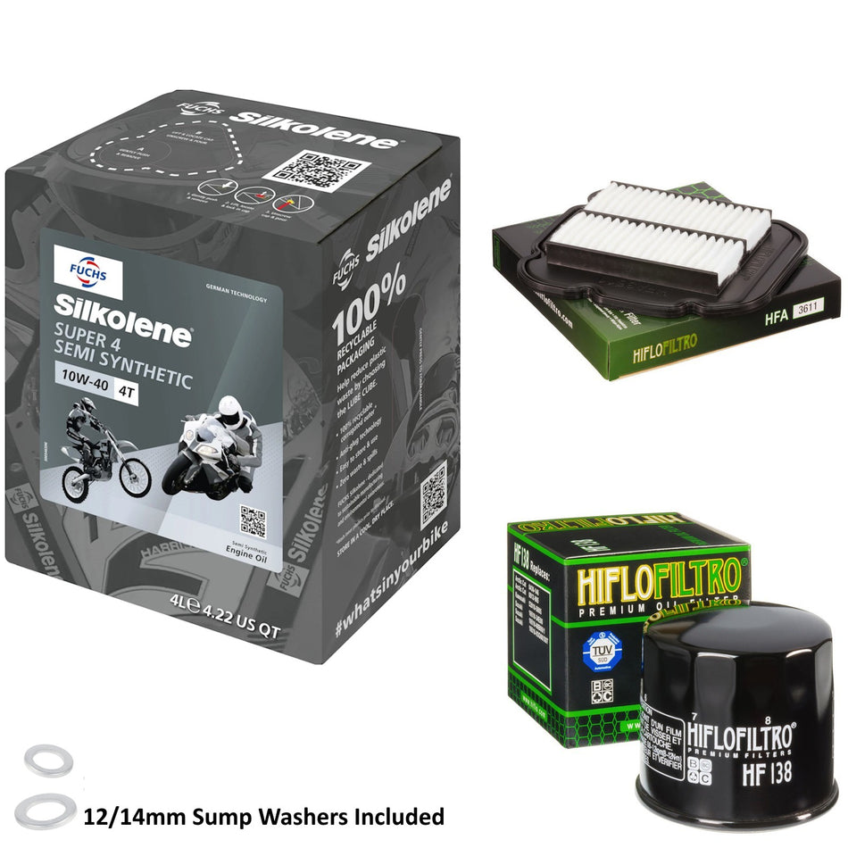Silkolene Super 4 10w40 4L Oil & HF138 & HFA3611 Oil Filter Kit