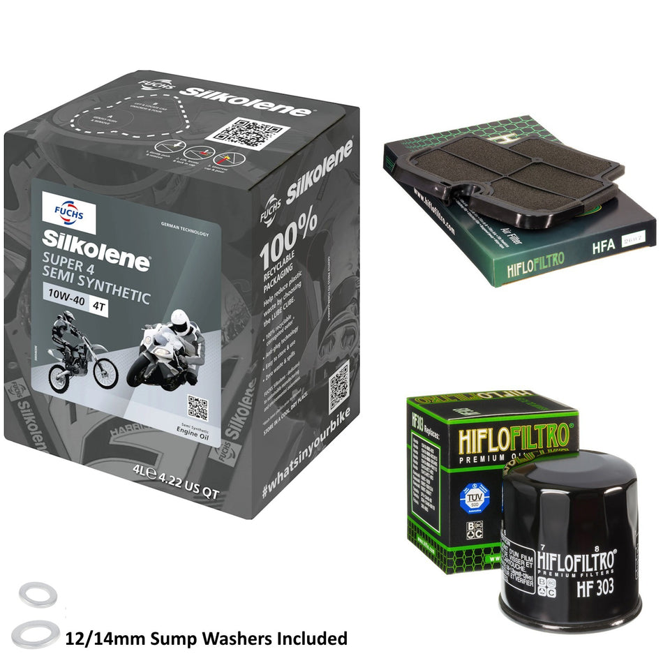 Silkolene Super 4 10w40 4L Oil & HF303 & HFA2607 Oil Filter Kit