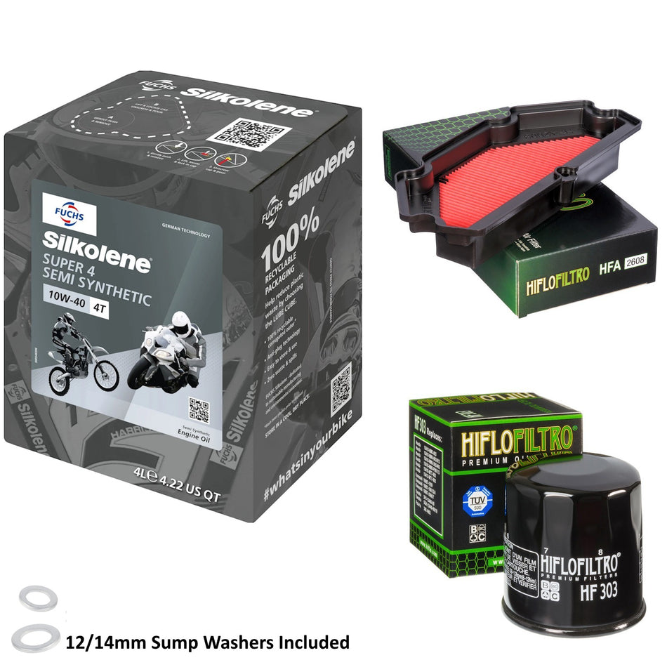 Silkolene Super 4 10w40 4L Oil & HF303 & HFA2608 Oil Filter Kit