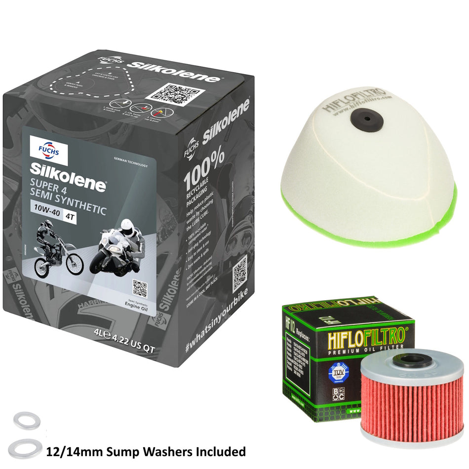 Silkolene Super 4 10w40 4L Oil & HF112 & HFF2017 Oil Filter Kit