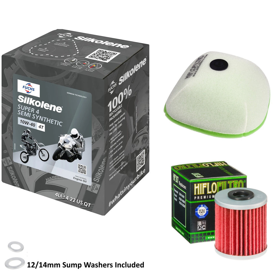 Silkolene Super 4 10w40 4L Oil & HF207 & HFF2030 Oil Filter Kit