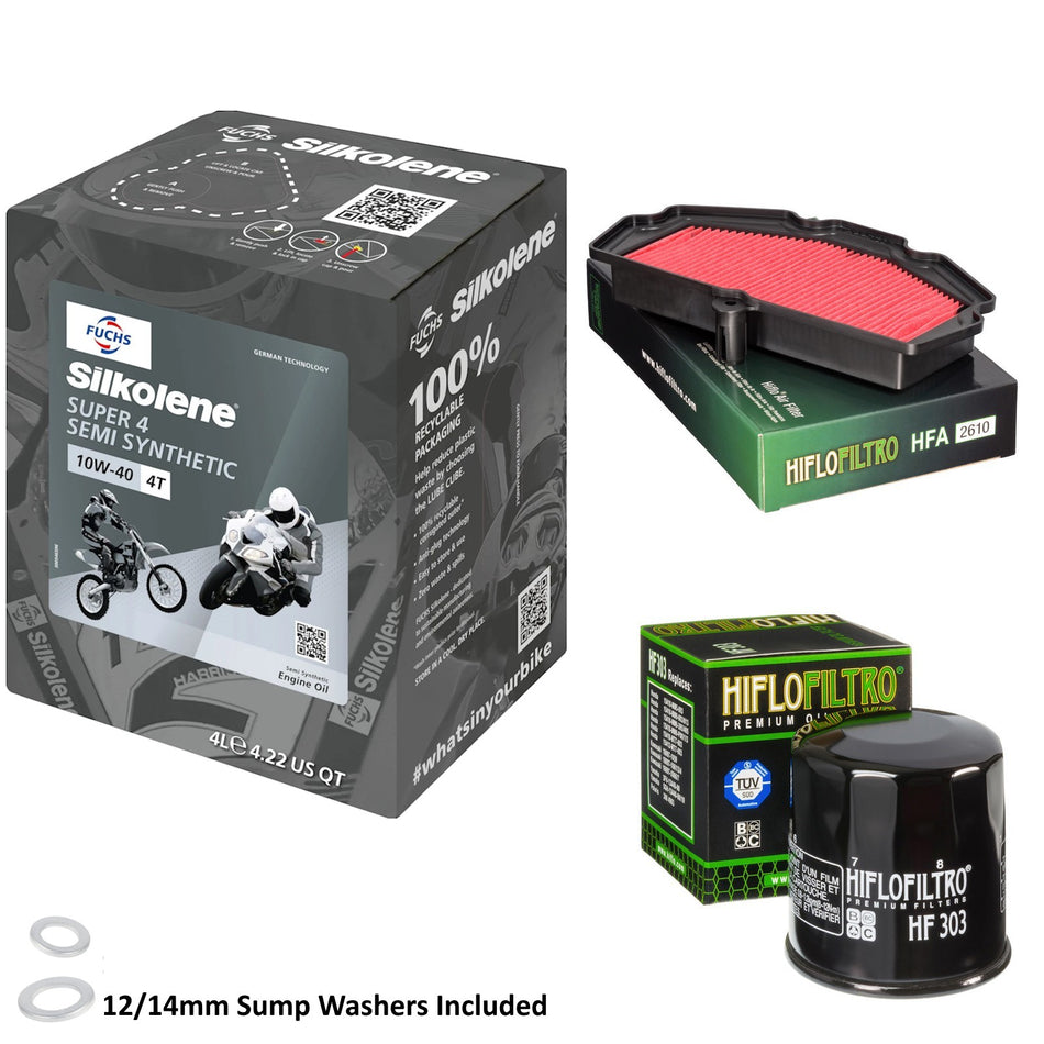 Silkolene Super 4 10w40 4L Oil & HF303 & HFA2610 Oil Filter Kit