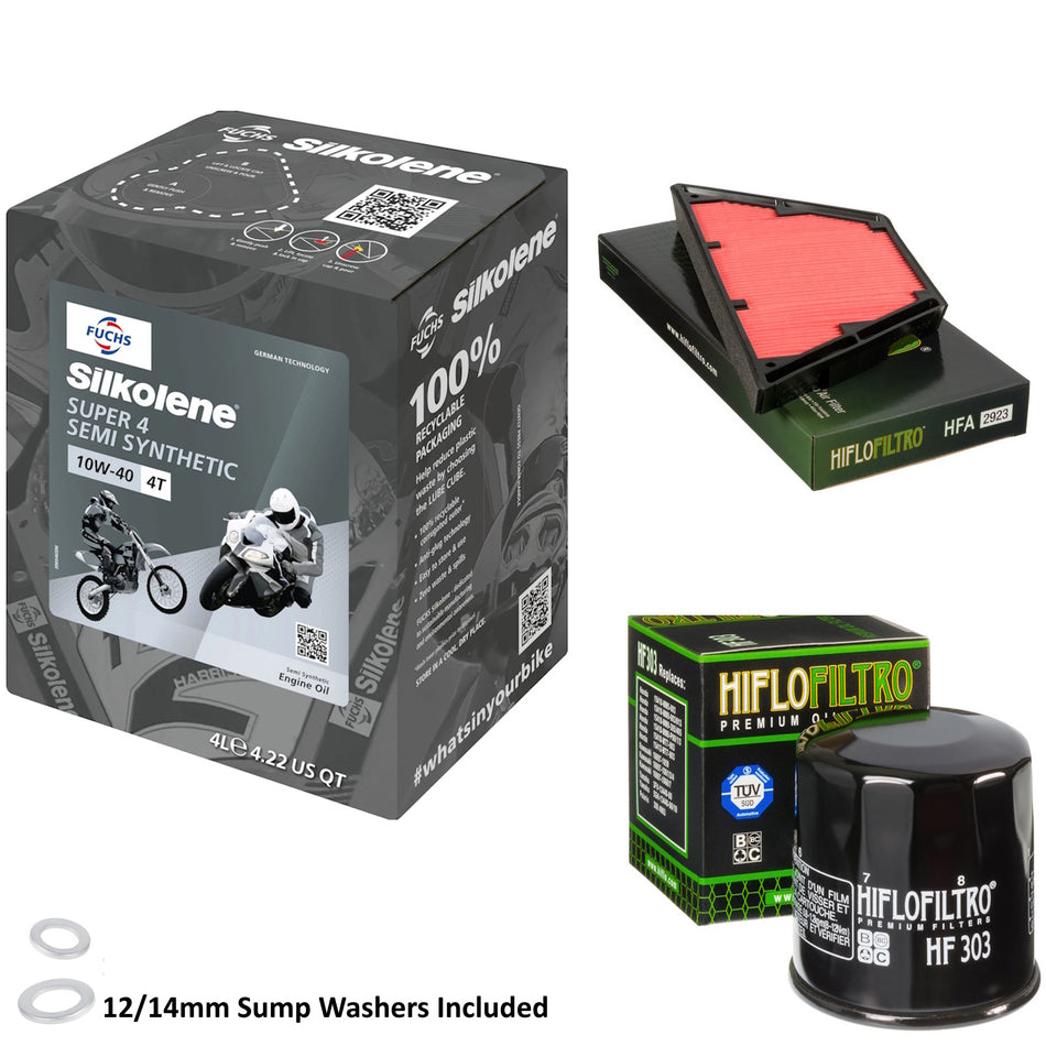 Silkolene Super 4 10w40 4L Oil & HF303 & HFA2923 Oil Filter Kit