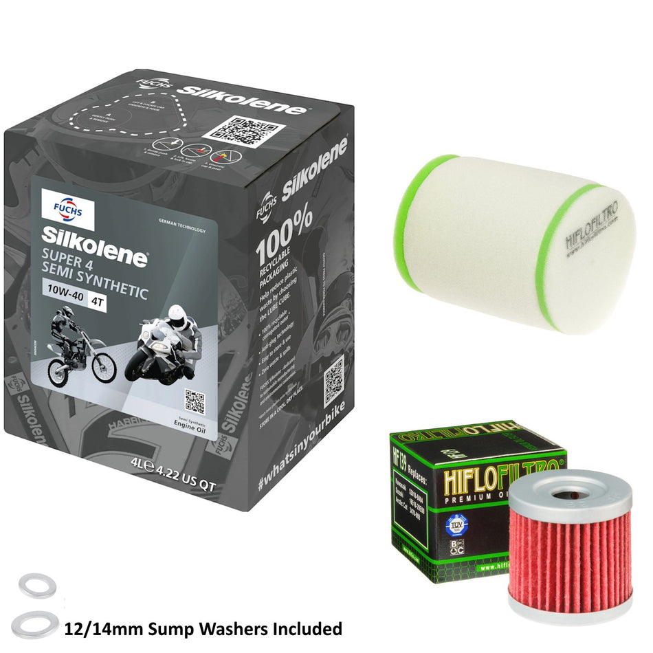 Silkolene Super 4 10w40 4L Oil & HF139 & HFF2025 Oil Filter Kit