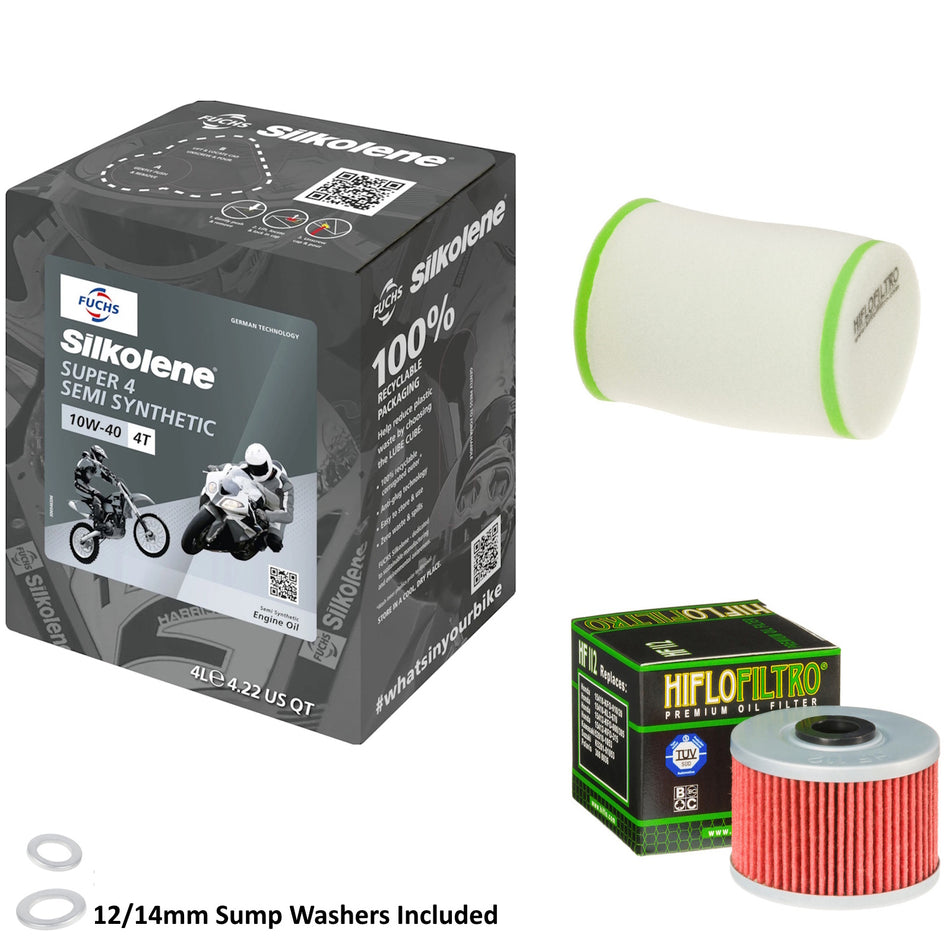 Silkolene Super 4 10w40 4L Oil & HF112 & HFF2026 Oil Filter Kit