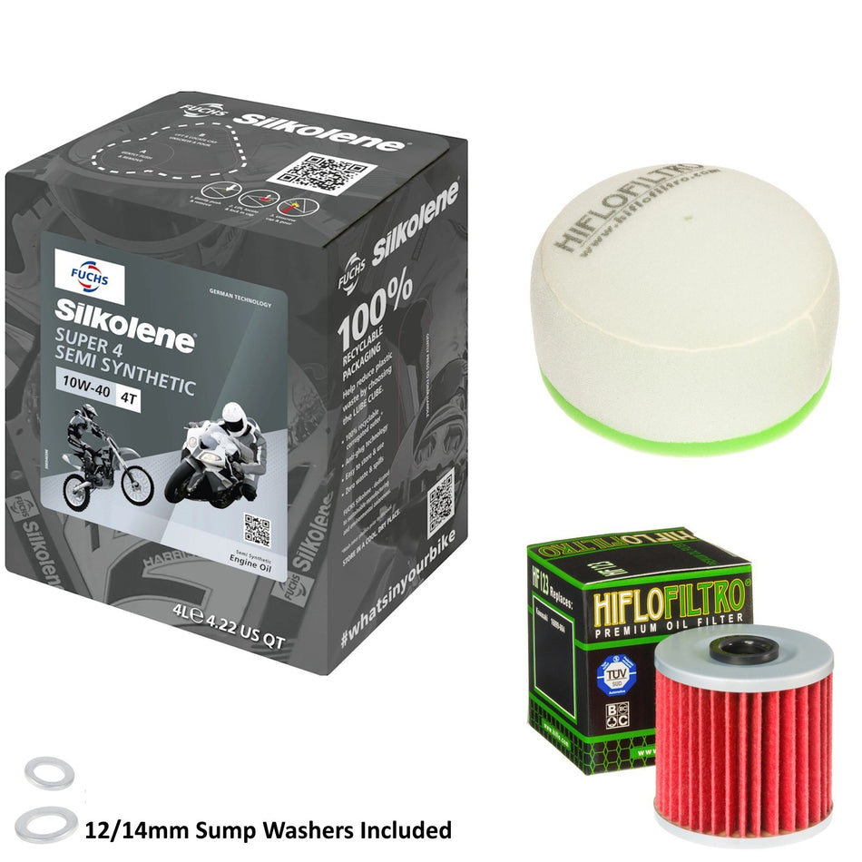 Silkolene Super 4 10w40 4L Oil & HF123 & HFF2019 Oil Filter Kit