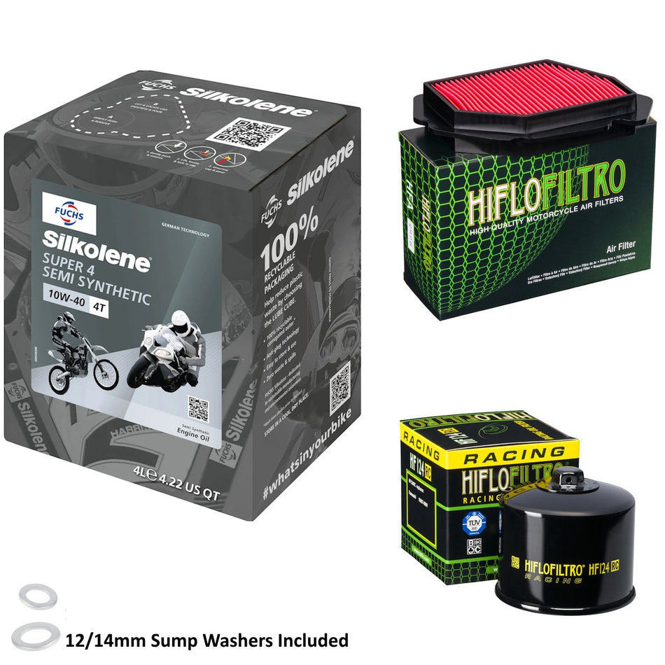 Silkolene Super 4 10w40 4L Oil & HF124RC & HFA2926 Oil Filter Kit