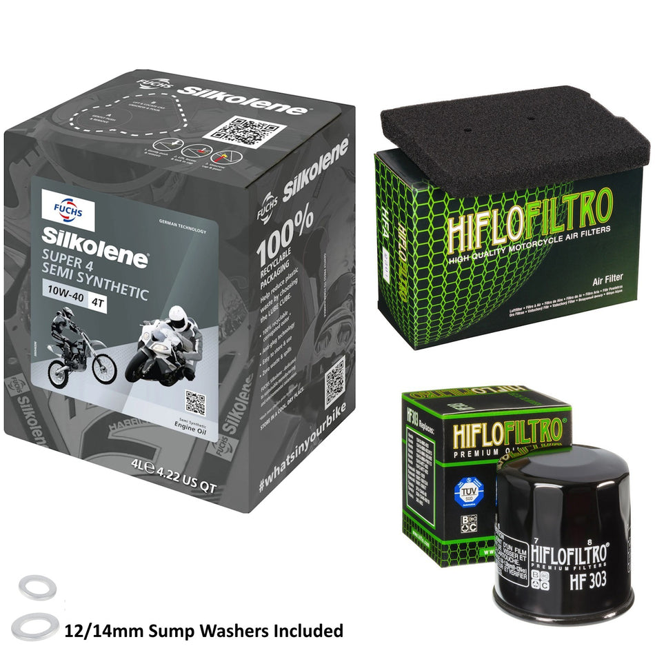 Silkolene Super 4 10w40 4L Oil & HF303 & HFA2301 Oil Filter Kit