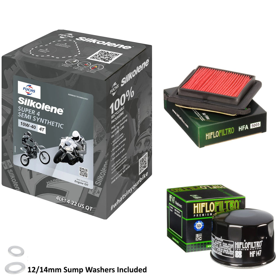 Silkolene Super 4 10w40 4L Oil & HF147 & HFA5005 Oil Filter Kit
