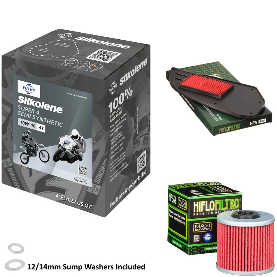Silkolene Super 4 10w40 4L Oil & HF566 & HFA5004 Oil Filter Kit