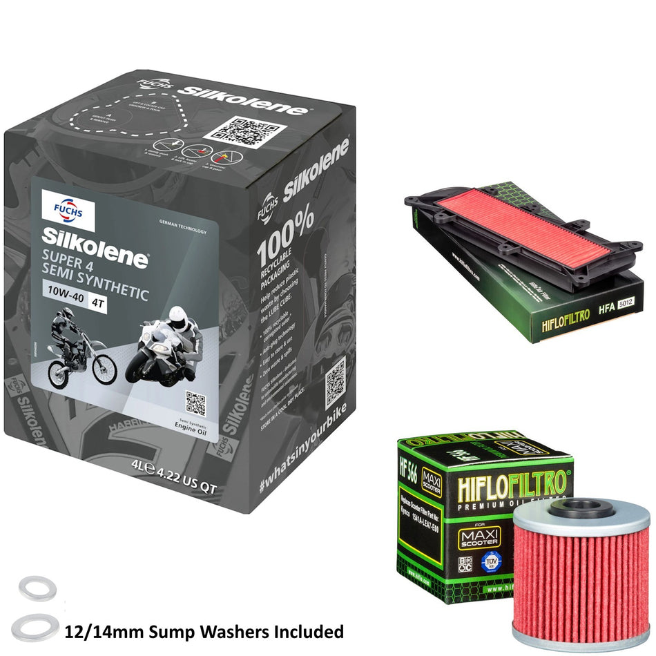 Silkolene Super 4 10w40 4L Oil & HF566 & HFA5012 Oil Filter Kit