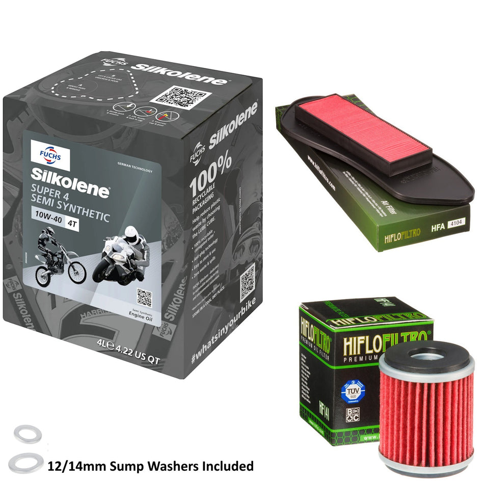 Silkolene Super 4 10w40 4L Oil & HF141 & HFA4104 Oil Filter Kit