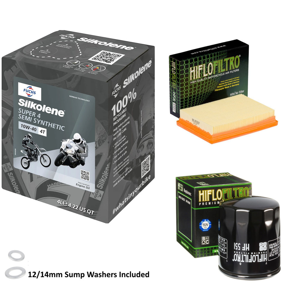 Silkolene Super 4 10w40 4L Oil & HF551 OF551 & HFA6101 Oil Filter Kit