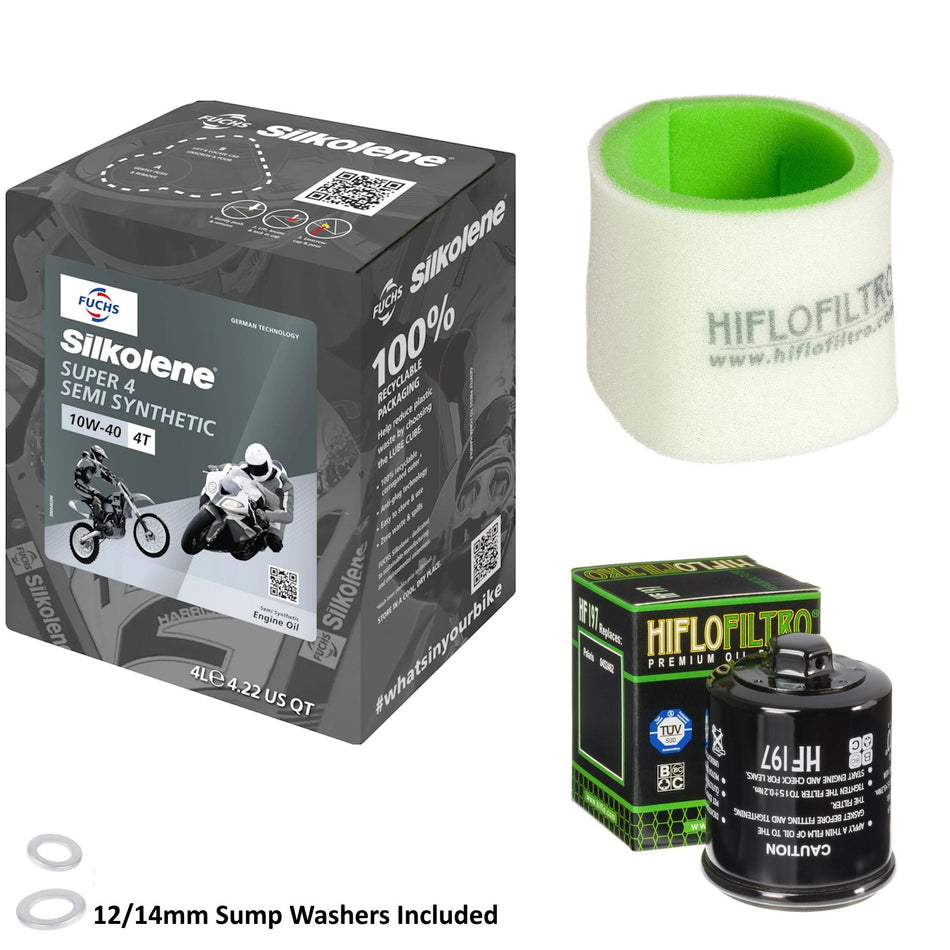 Silkolene Super 4 10w40 4L Oil & HF197 & HFF7012 Oil Filter Kit