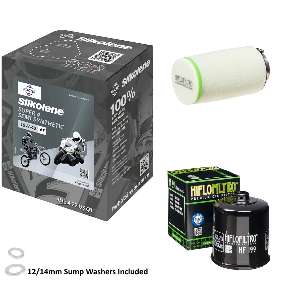 Silkolene Super 4 10w40 4L Oil & HF199 HF199 & HFF7011 Oil Filter Kit