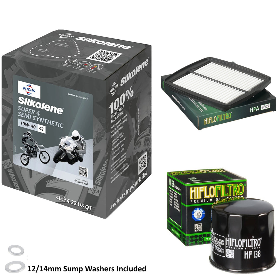 Silkolene Super 4 10w40 4L Oil & HF138 & HFA3605 Oil Filter Kit