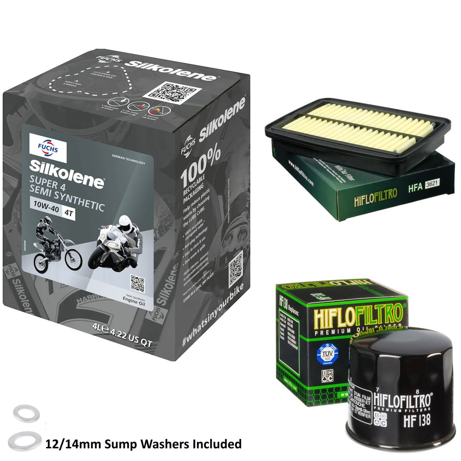 Silkolene Super 4 10w40 4L Oil & HF138 & HFA3621 Oil Filter Kit