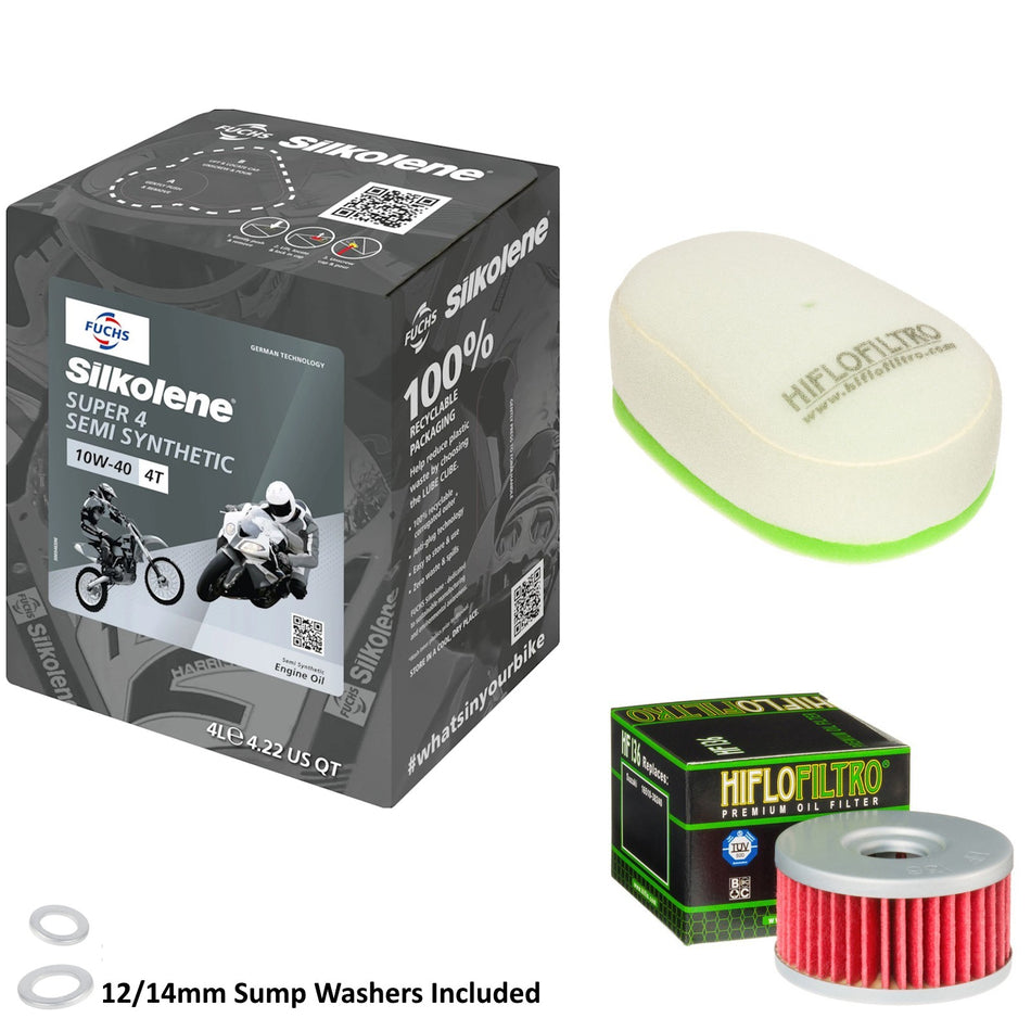 Silkolene Super 4 10w40 4L Oil & HF136 & HFF3020 Oil Filter Kit