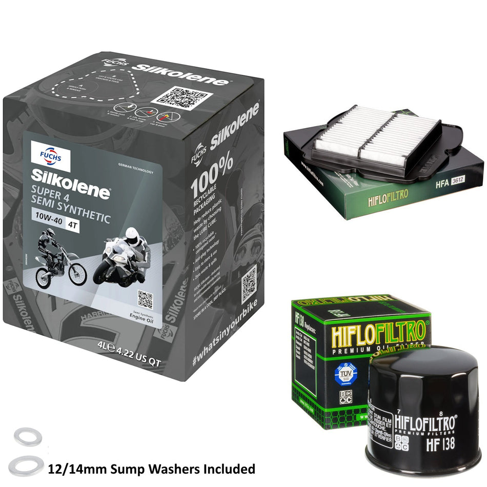 Silkolene Super 4 10w40 4L Oil & HF138 & HFA3612 Oil Filter Kit