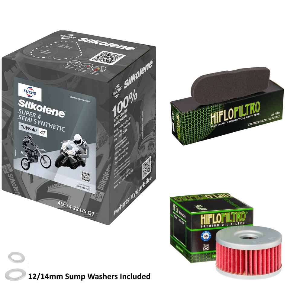Silkolene Super 4 10w40 4L Oil & HF136 & HFA3108 Oil Filter Kit