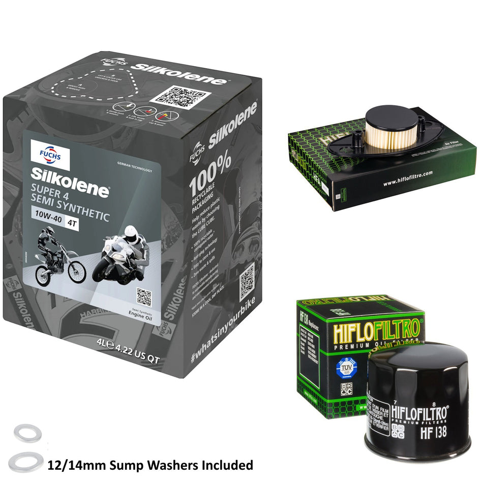 Silkolene Super 4 10w40 4L Oil & HF138 & HFA3807 Oil Filter Kit