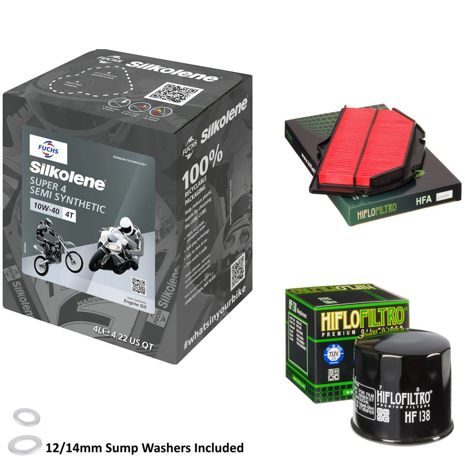 Silkolene Super 4 10w40 4L Oil & HF138 & HFA3908 Oil Filter Kit