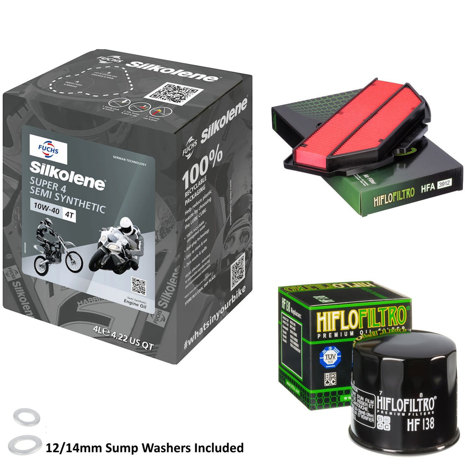 Silkolene Super 4 10w40 4L Oil & HF138 & HFA3912 Oil Filter Kit