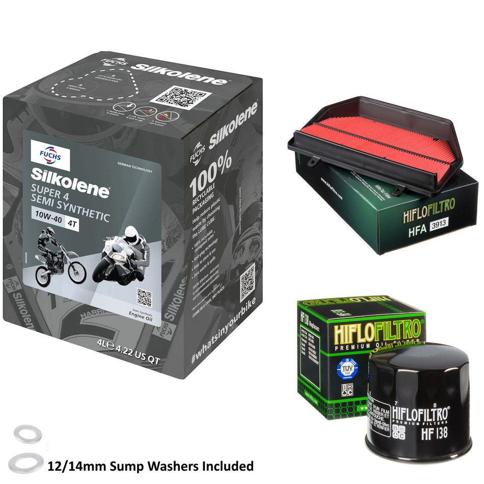 Silkolene Super 4 10w40 4L Oil & HF138 & HFA3913 Oil Filter Kit