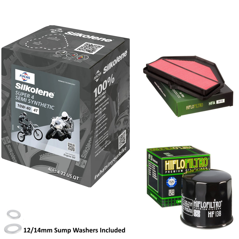 Silkolene Super 4 10w40 4L Oil & HF138 & HFA3616 Oil Filter Kit