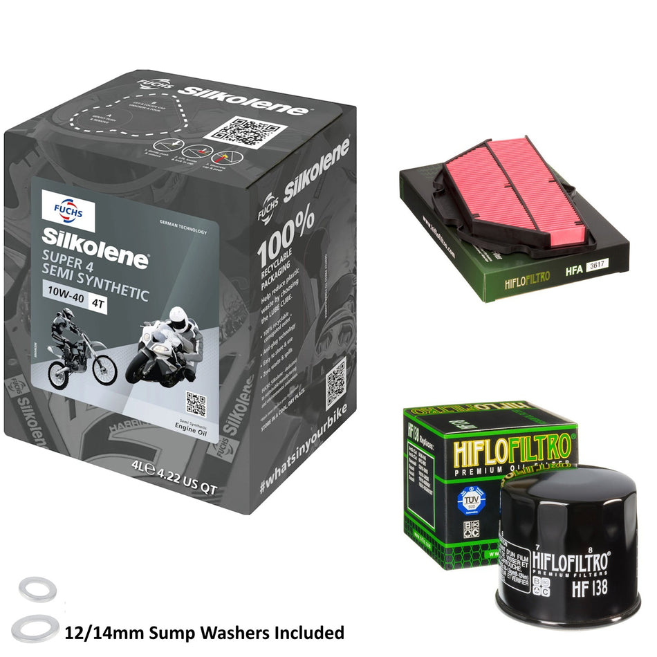 Silkolene Super 4 10w40 4L Oil & HF138 & HFA3617 Oil Filter Kit