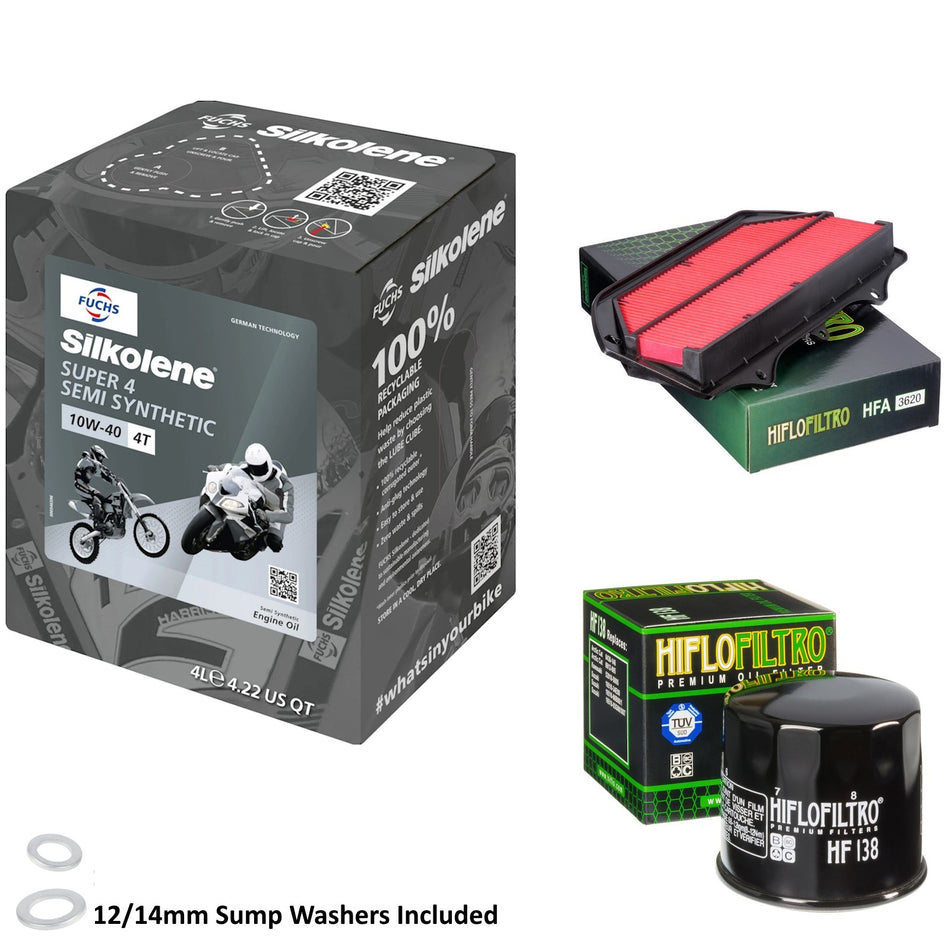 Silkolene Super 4 10w40 4L Oil & HF138 & HFA3620 Oil Filter Kit