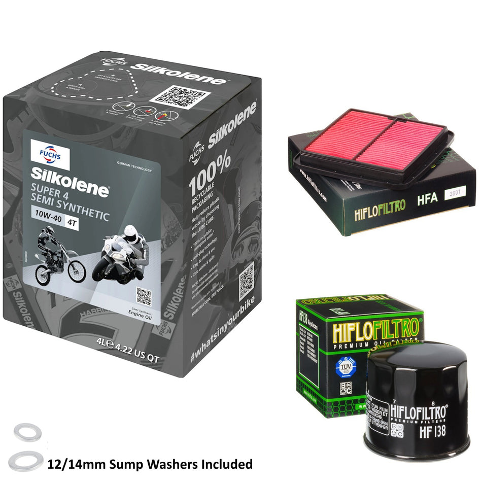 Silkolene Super 4 10w40 4L Oil & HF138 & HFA3601 Oil Filter Kit