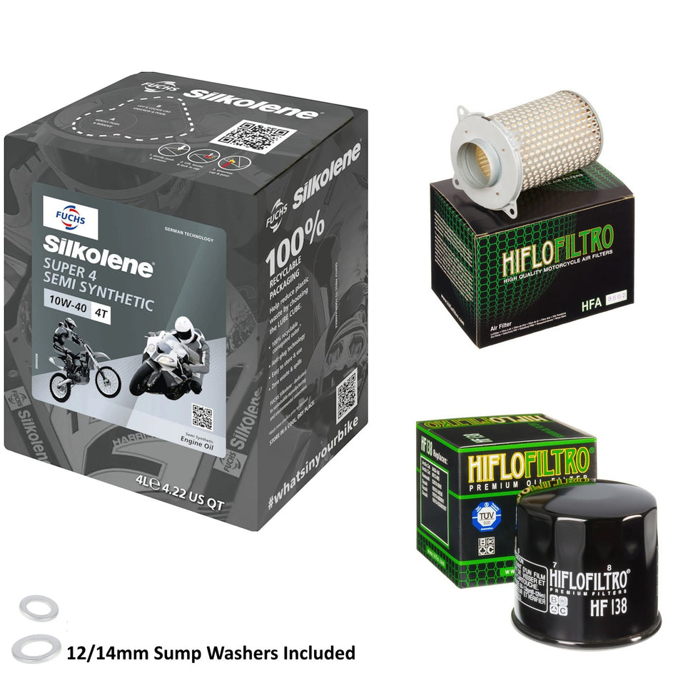 Silkolene Super 4 10w40 4L Oil & HF138 & HFA3503 Oil Filter Kit