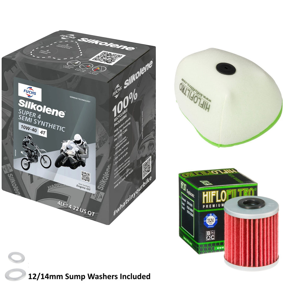 Silkolene Super 4 10w40 4L Oil & HF207 & HFF3026 Oil Filter Kit