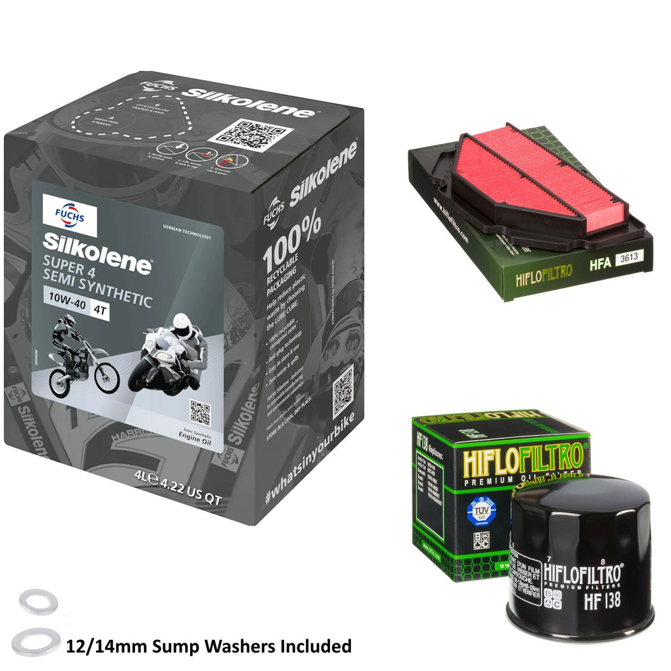 Silkolene Super 4 10w40 4L Oil & HF138 & HFA3613 Oil Filter Kit