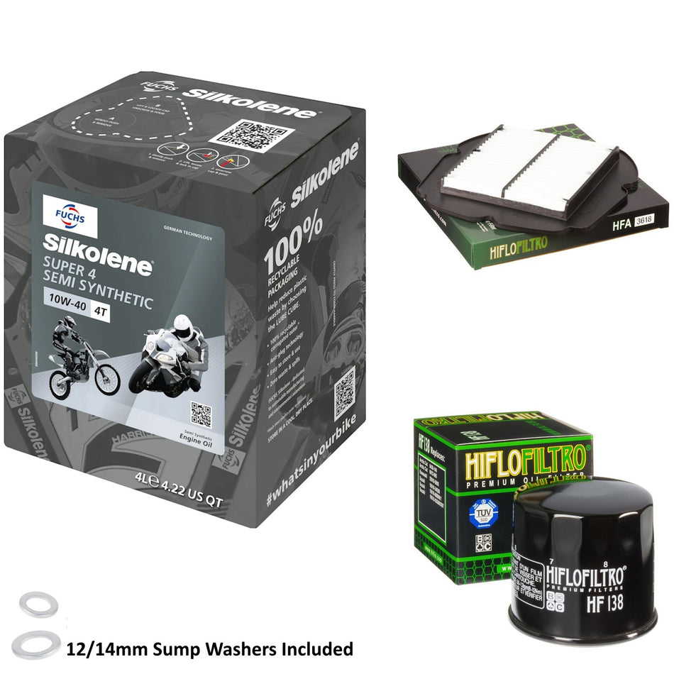 Silkolene Super 4 10w40 4L Oil & HF138 & HFA3618 Oil Filter Kit