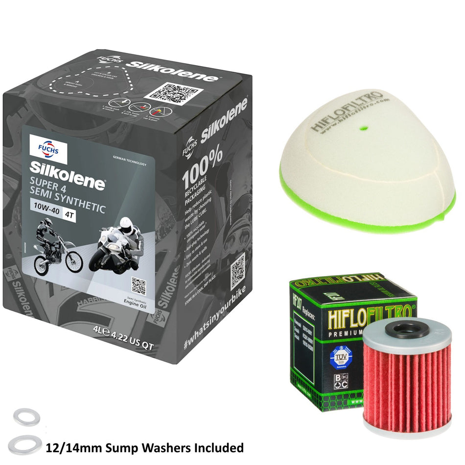 Silkolene Super 4 10w40 4L Oil & HF207 & HFF3021 Oil Filter Kit
