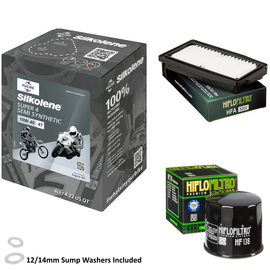 Silkolene Super 4 10w40 4L Oil & HF138 & HFA3202 Oil Filter Kit